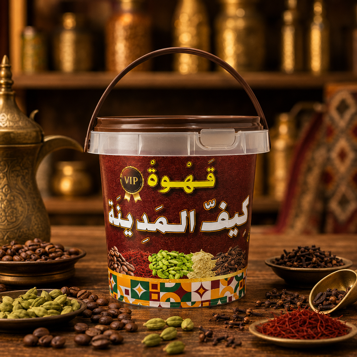 Premium Madina Arabic Qahwa Saudi coffee with cardamom, saffron and traditional spices