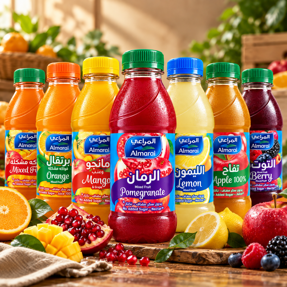Almarai Juice Multiple Flavours including Pomegranate, Lemon, Apple, Berry, Mango & Grape, Orange and Mixed Fruit in Pakistan