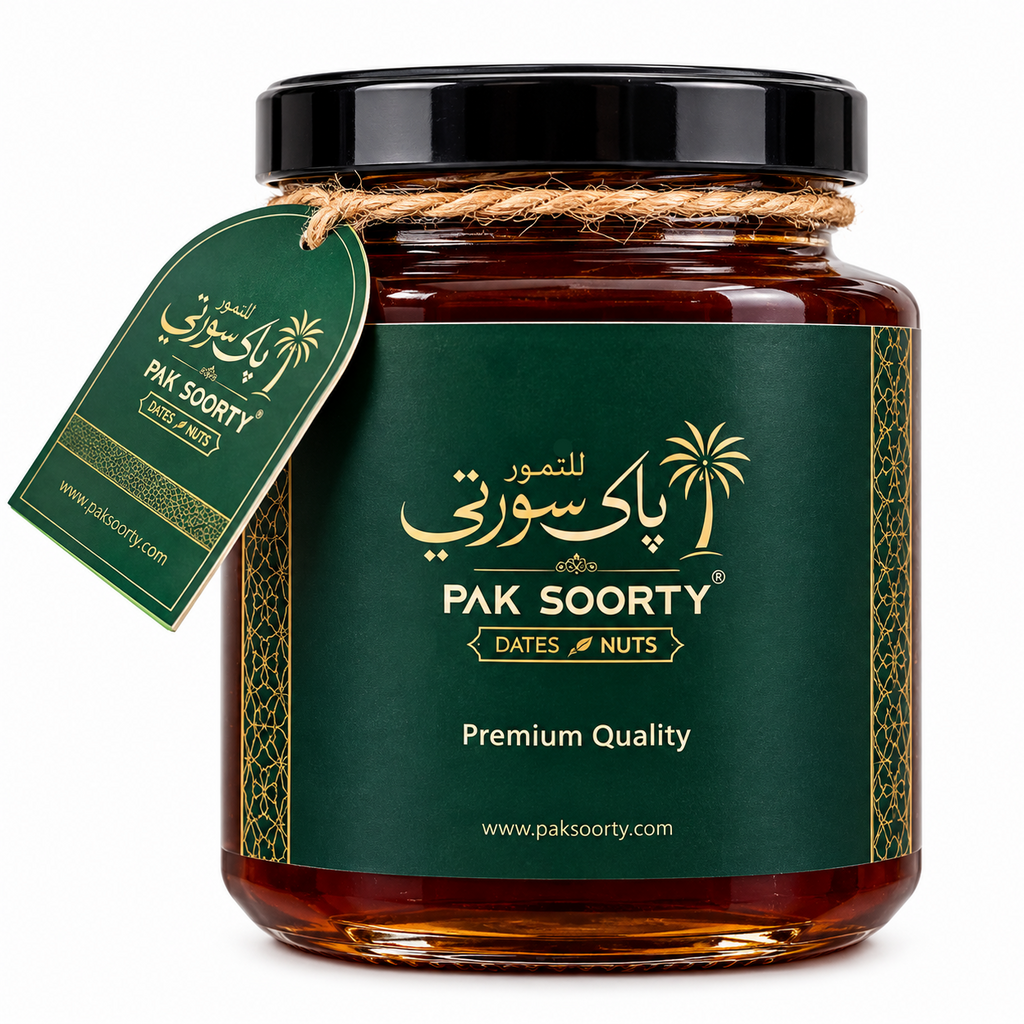 Pak Soorty Black Sidr Berri Honey glass jar with premium packaging