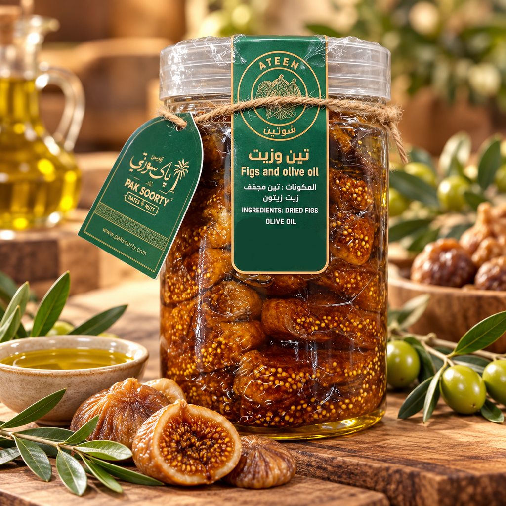Dried figs in olive oil with Pak Soorty premium packaging