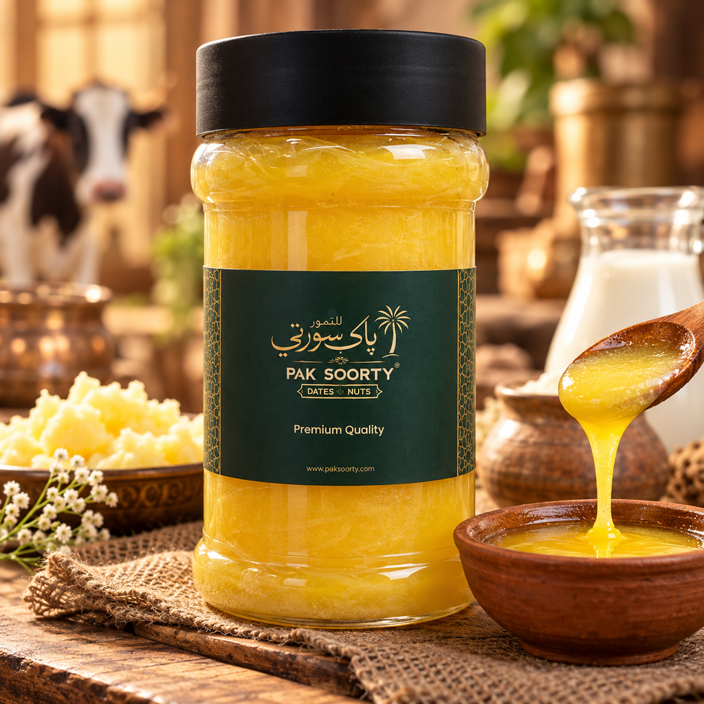 Pure Desi Cow Ghee golden yellow jar by Pak Soorty