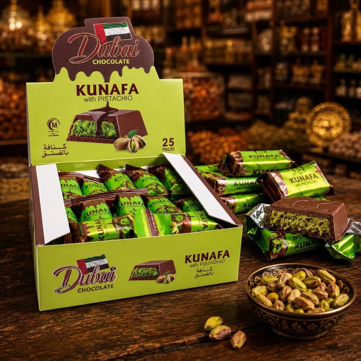 Dubai Chocolate Kunafa with Pistachio – Imported Premium Kunafa Chocolate in Pakistan
